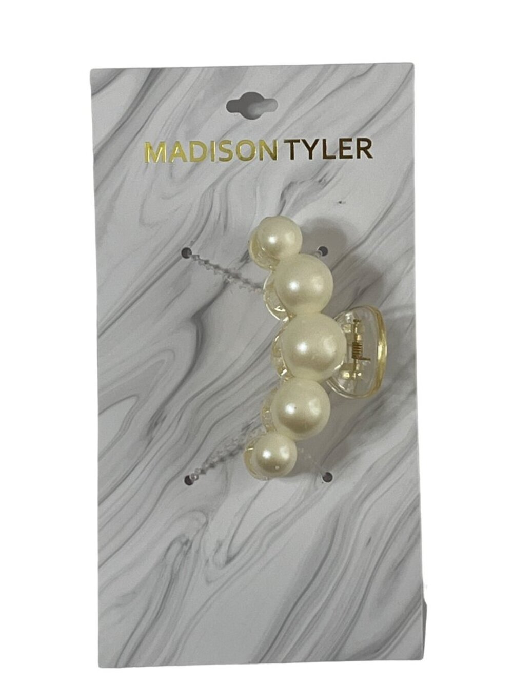 Madison Tyler Pearl Claw Clip Large Faux Pearl Hair Clamp Cream